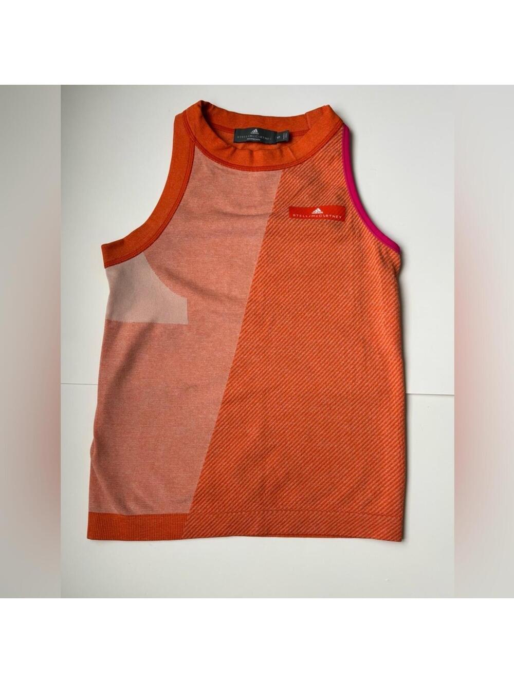 Adidas Stella McCartney Tank Top Orange Pink Small Athleisure Sporty Clean Girl - Picture 3 of 7
